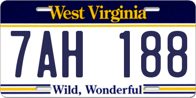 WV license plate 7AH188