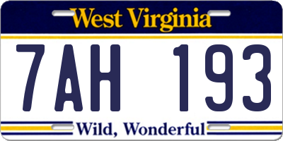 WV license plate 7AH193