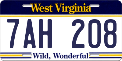 WV license plate 7AH208