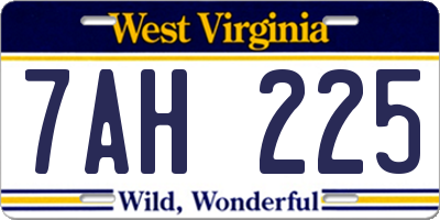 WV license plate 7AH225