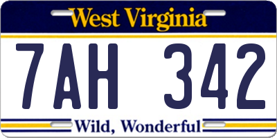 WV license plate 7AH342