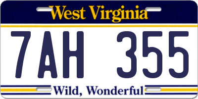 WV license plate 7AH355