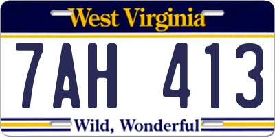 WV license plate 7AH413
