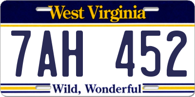 WV license plate 7AH452