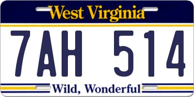 WV license plate 7AH514