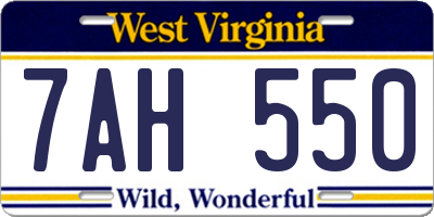 WV license plate 7AH550