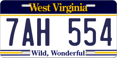 WV license plate 7AH554