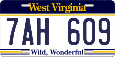 WV license plate 7AH609