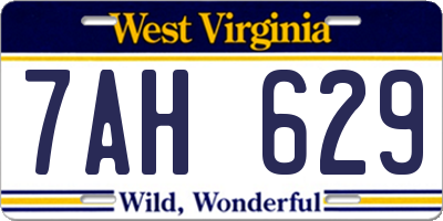 WV license plate 7AH629