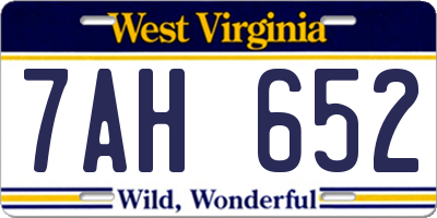 WV license plate 7AH652