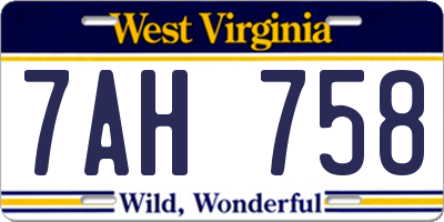 WV license plate 7AH758