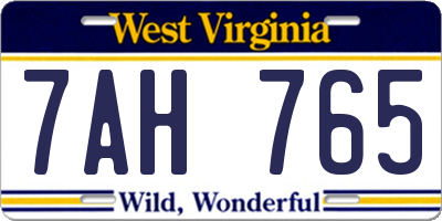WV license plate 7AH765