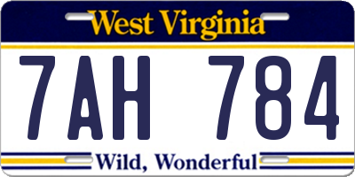 WV license plate 7AH784