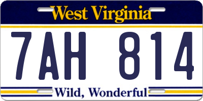 WV license plate 7AH814
