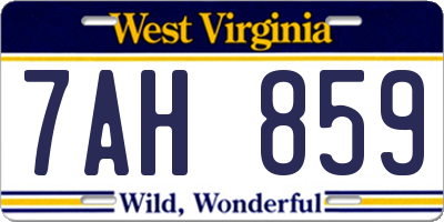 WV license plate 7AH859