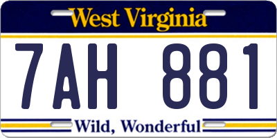 WV license plate 7AH881