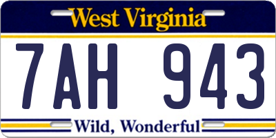 WV license plate 7AH943