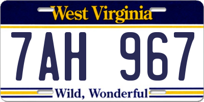 WV license plate 7AH967