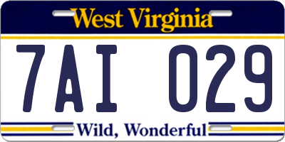 WV license plate 7AI029