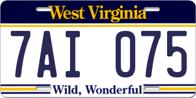 WV license plate 7AI075