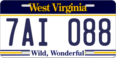 WV license plate 7AI088
