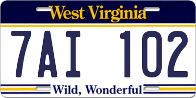 WV license plate 7AI102