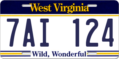 WV license plate 7AI124