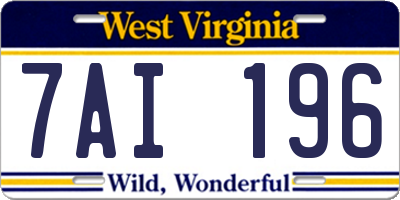 WV license plate 7AI196