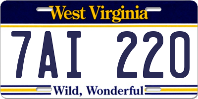 WV license plate 7AI220
