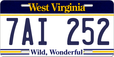 WV license plate 7AI252