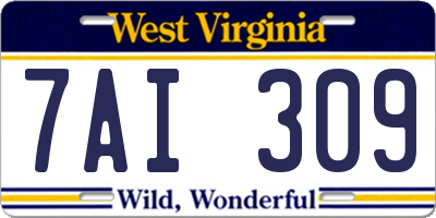 WV license plate 7AI309