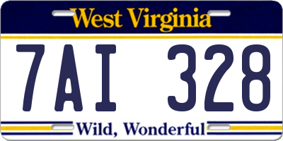 WV license plate 7AI328