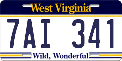 WV license plate 7AI341