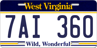 WV license plate 7AI360