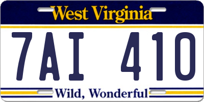 WV license plate 7AI410