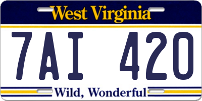 WV license plate 7AI420