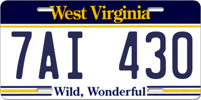 WV license plate 7AI430