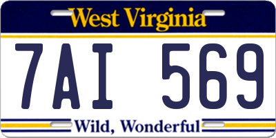 WV license plate 7AI569