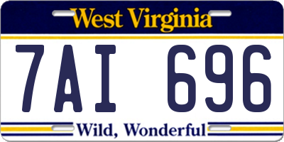 WV license plate 7AI696