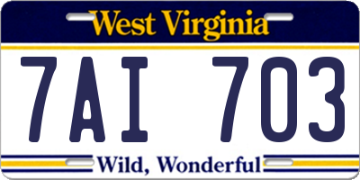 WV license plate 7AI703