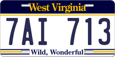 WV license plate 7AI713