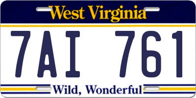 WV license plate 7AI761