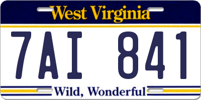 WV license plate 7AI841