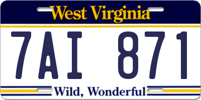 WV license plate 7AI871