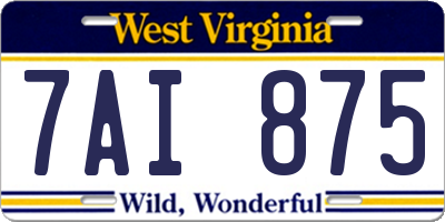 WV license plate 7AI875