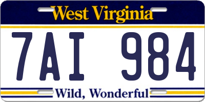 WV license plate 7AI984