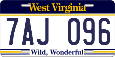 WV license plate 7AJ096