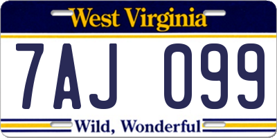 WV license plate 7AJ099