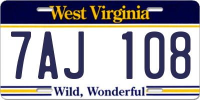 WV license plate 7AJ108