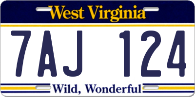 WV license plate 7AJ124